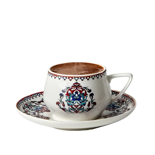 Белый аутентичный турецкий кофейный набор в эспрессо с рисунком кофейная посуда