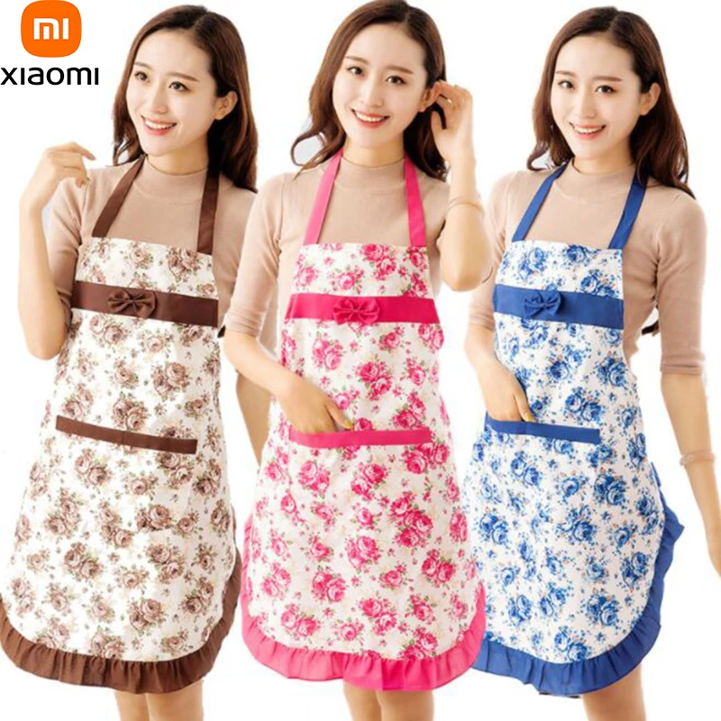 

Фартук Xiaomi Youpin с цветочным принтом, короткий маслостойкий фартук, Карманный Фартук для чистки, кухонные принадлежности для выпечки, фартук ...