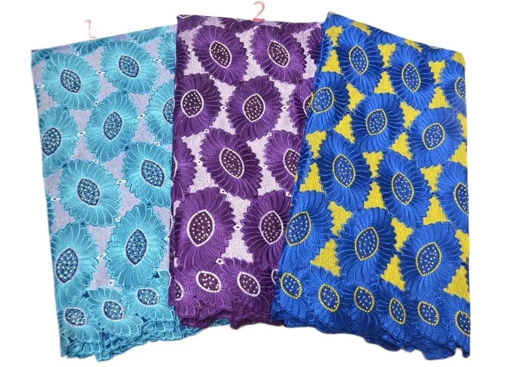 

5 Yards Purple High quality Big heavy African wedding lace Fabric 2021 with stones embroidered Swiss Voile Lace-N88136