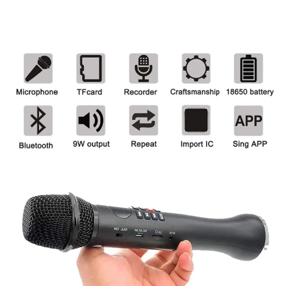

Bluetooth condenser microphone karaoke speaker wireless mic karaoke 9w TF card music play microphone for Android phone computer