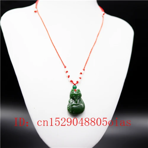 Натуральный зеленый китайский кулон с нефритовой лисой ожерелье подвеской