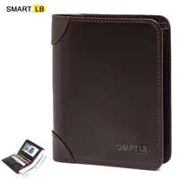 genuine leather slim wallets for men and women short credit card holders coin smart wallet man photo card holder