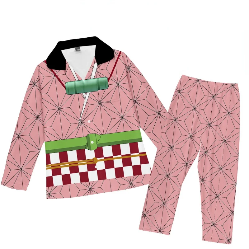 Anime Demon Slayer Cosplay Pajamas Adult Men's and Women's One-piece Pajamas Home Service Pajamas Set