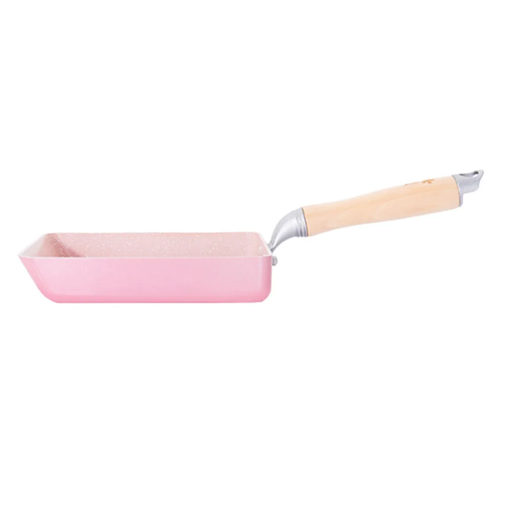 

Wooden Handle Home Kitchen Household Frying Flat Base Japanese Style Cooking Tool Omelette Pan Non Stick Pancake Tamagoyaki