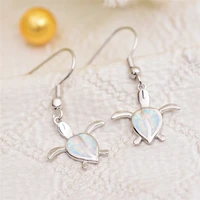 cute turtle fashion earrings fire opal drop earrings female wedding birthstone animal jewelry wedding party gift