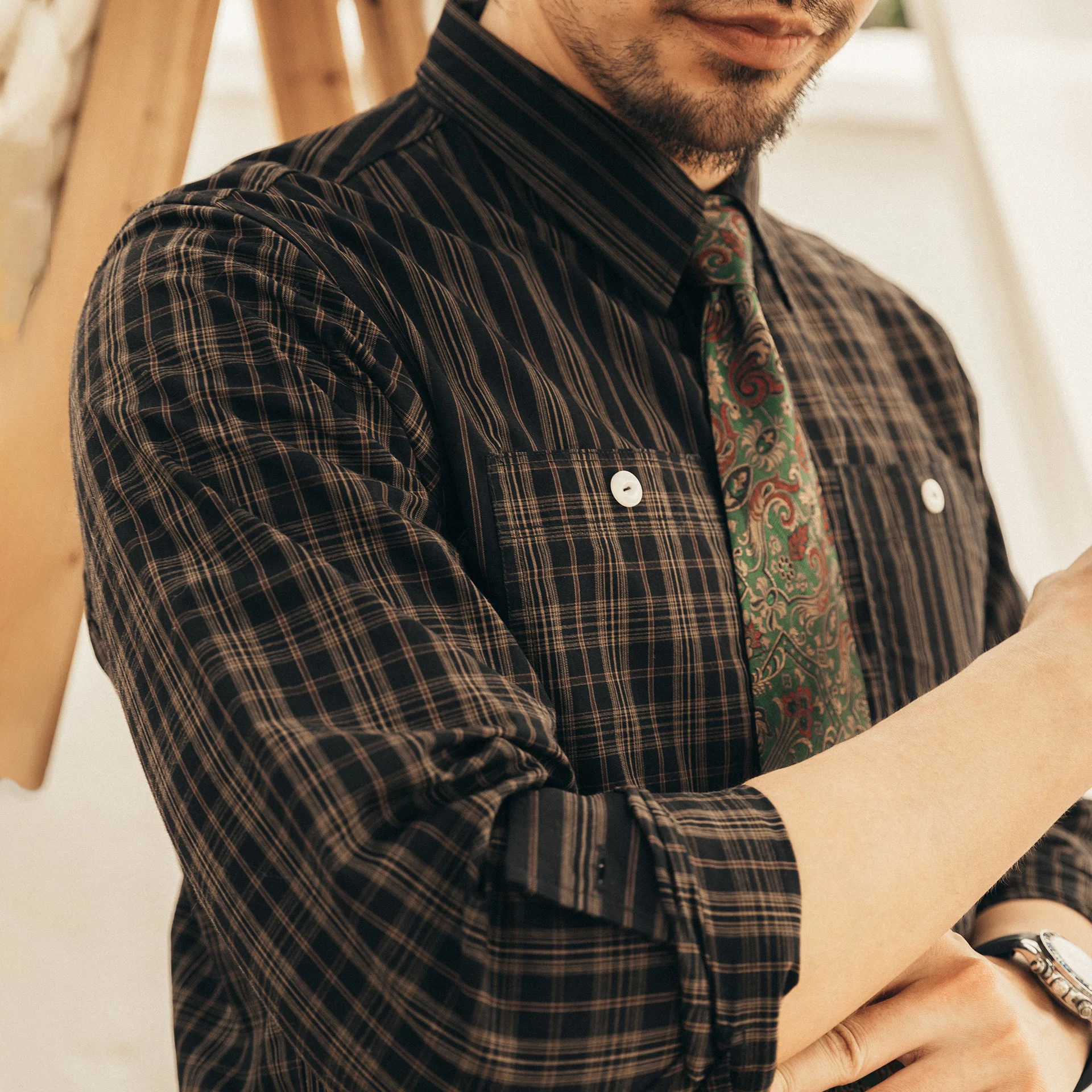 

ST-0039 Read Description ! Big US Size Genuine Quality Vintage Looking Loose Fitting Mans 100% Cotton Shirt