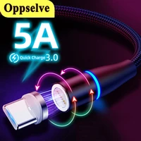 oppselve 5a magnetic cable led usb type c kabel super fast charging cable type c data cavo for huawei xiaomi redmi magnetico