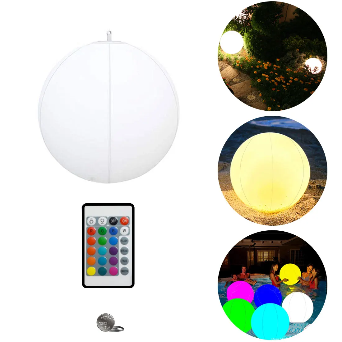 

40cm Glowing Ball Inflatable Luminous Ball Led Ball Decorative Beach Ball For Outdoor Swimming Pool Pool Sports Equipment
