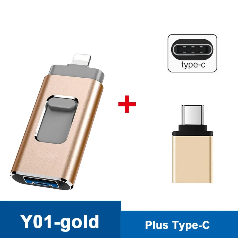 Y01 USB3.0-G-Type-c 3 в 1 OTG USB флэш-накопитель USB 3,0 для iPhone/iPad/IOS/Android/PC 128 Гб 64 ГБ 32 ГБ 16 ГБ Флешка для huawei sony ФЛЕШКА мини флешки флешка гитара флешка мини - Цвет: Y01 USB3.0-G-Type-c