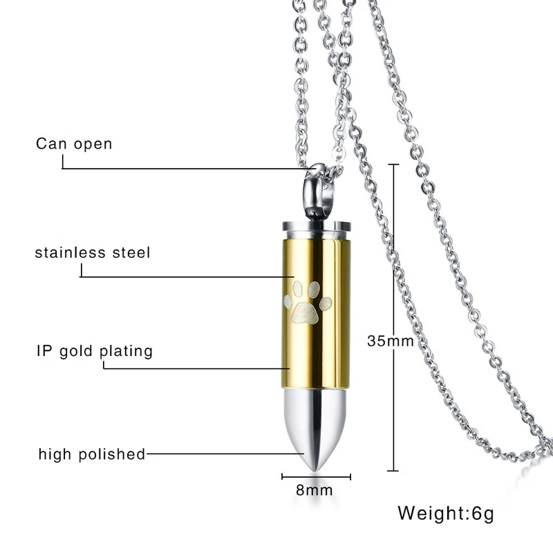 Собачья лапа печатает спасательные таблетки ожерелье с кремационной урной