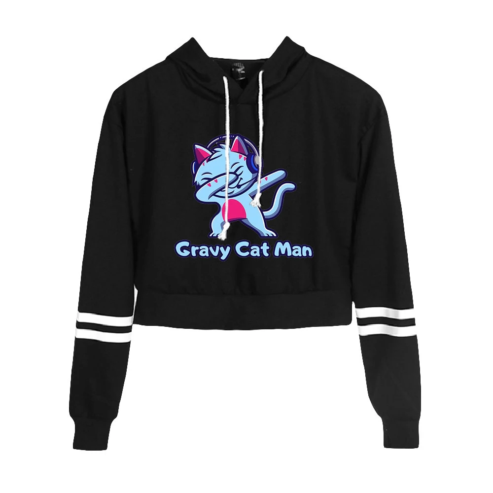 

Gravycatman модные укороченные толстовки, Женский пуловер с капюшоном, укороченные топы, Женская Повседневная Уличная одежда