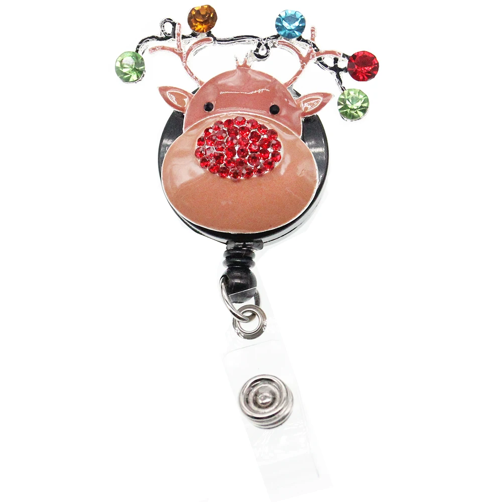 100 шт./лот в форме животного оленя Выдвижная Рождественская эмаль носорог