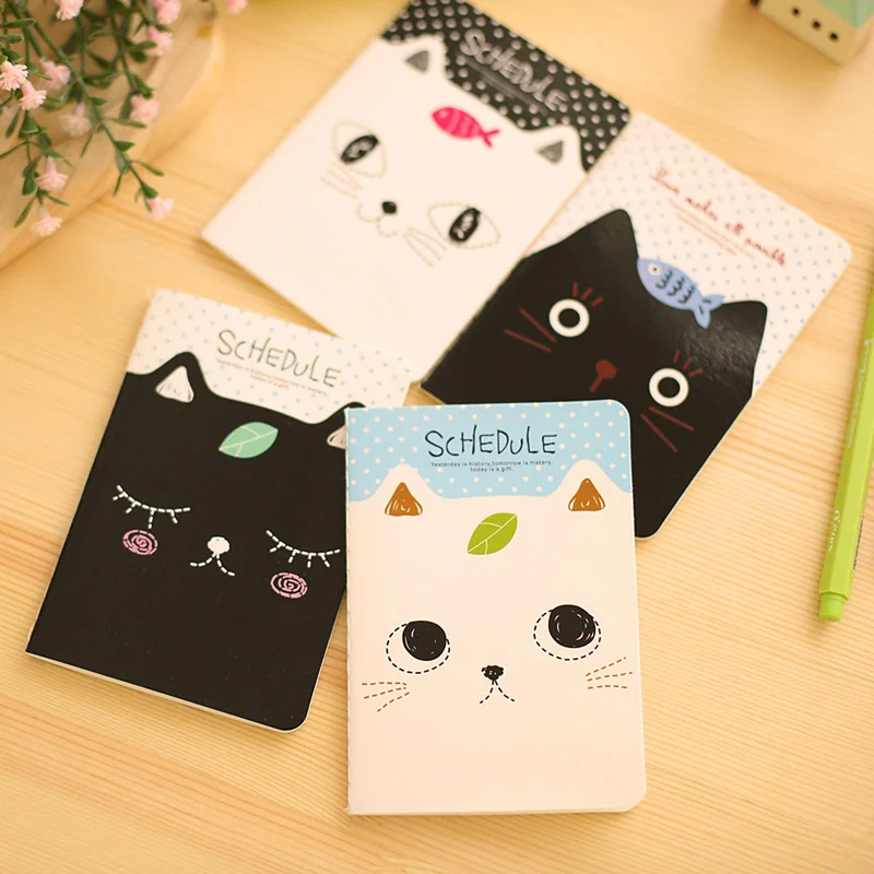 

4pcs Kawaii Mini Diary Cute Cat Binding Notebook Portable Planner Memo Notepad Journal Stationery Office School Supplies H6627