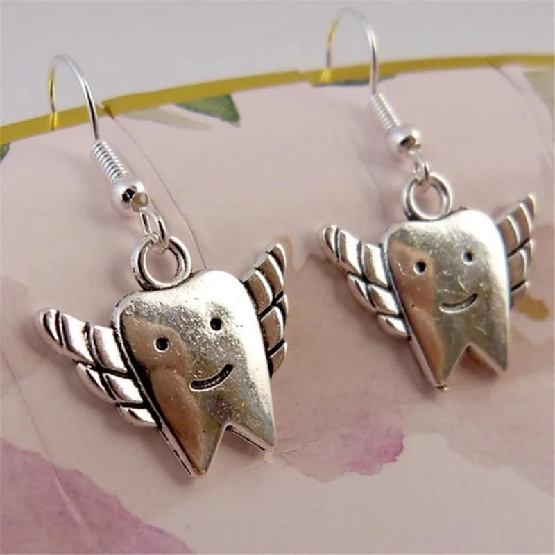 

Teeth Earrings, Teeth with Wings, Flying Teeth, Tooth Fairy, Teeth Flying To Heaven, Cute Dental Gift