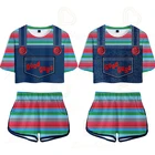 Зло Good Guys на Хэллоуин, комплект из двух предметов Чаки принт кроп топ и шорты Для женщин спортивные костюмы летние Для женщин наборы для ухода за кожей