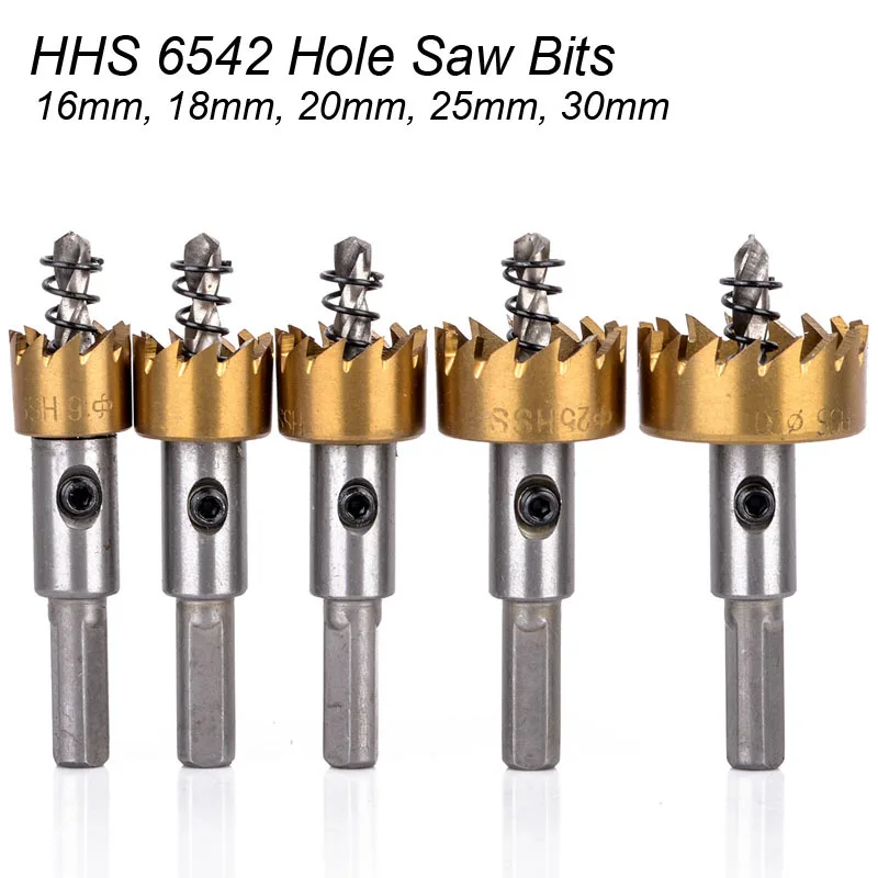 

6542 HSS Carbide Tip Drills Bit Hole Saw Set Cutter For Stainless Steel Metal Alloy Hole Cut Tool For Installing Lock 16 To 30mm