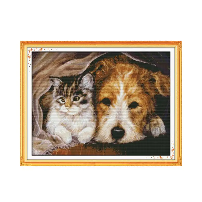 

Stay together cross stitch kit 14ct 11ct pre stamped canvas cross stitching animal lover embroidery DIY handmade needlework