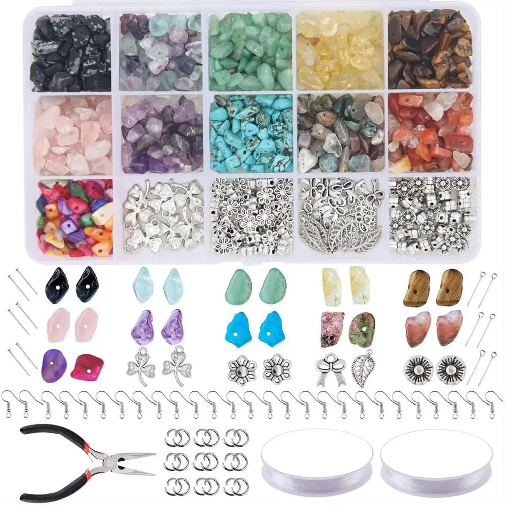 Набор из бусин с драгоценными камнями проволочные разделители для ушей бусины