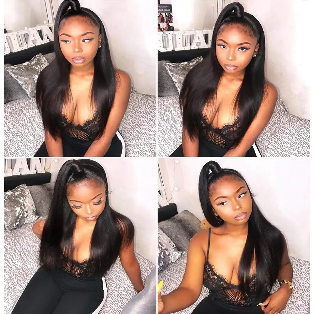 Jet Black Full Lace Human Hair Wigs Remy Long Peruvian Transparent Wig Supple Natural Pre Plucked With Baby For Women | Шиньоны и