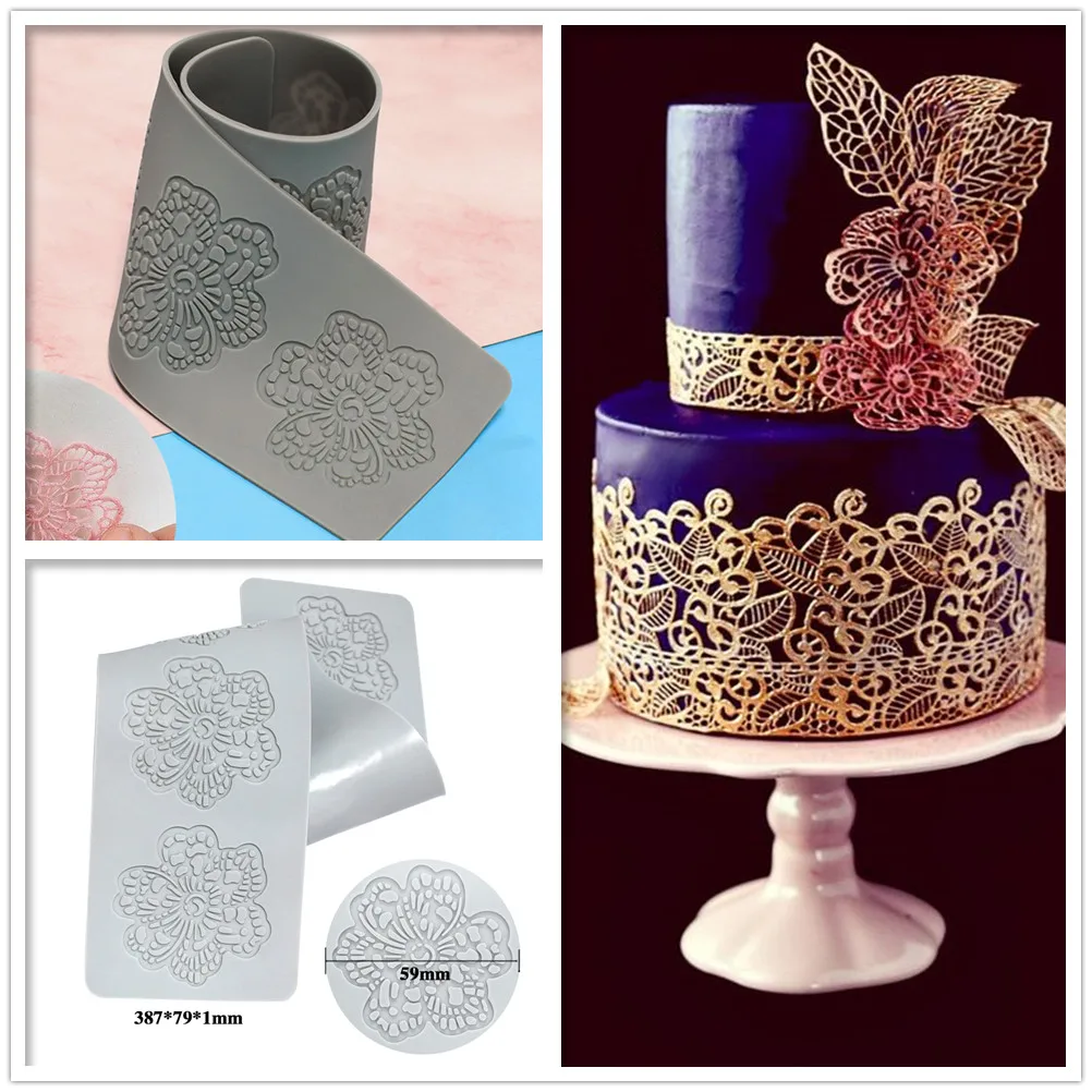 

Flowers Silicone Cake Lace Mold Cake Decorating Tool Border Decoration Lace Mold kitchen Baking Tool
