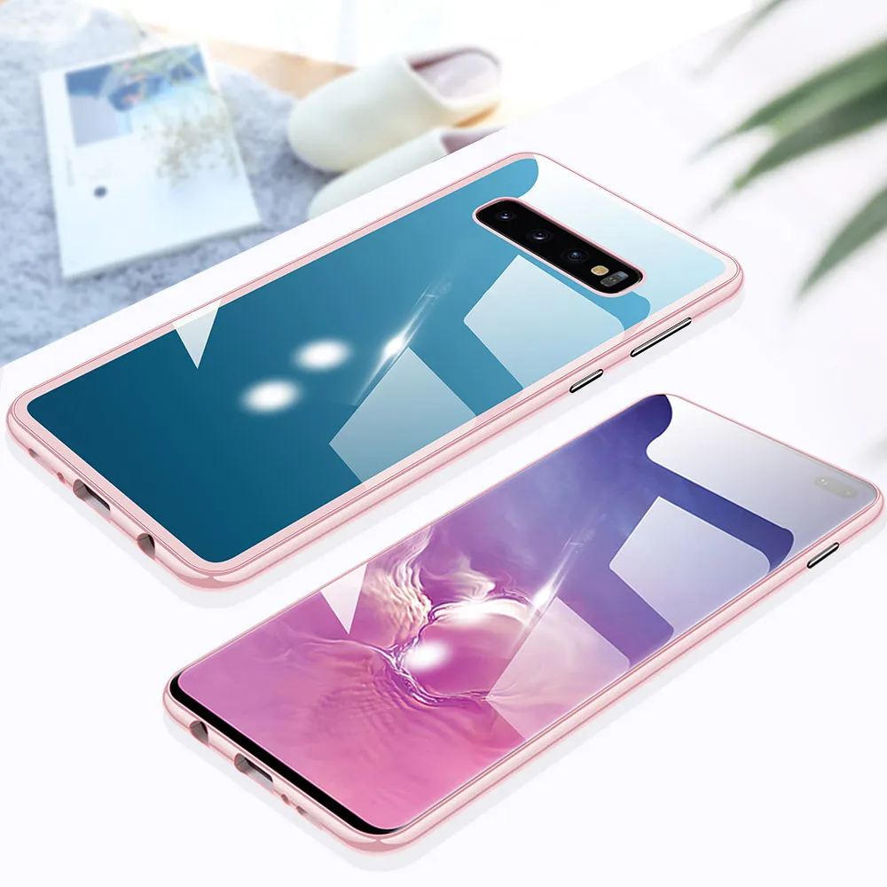 Магнитный адсорбционный чехол ярких цветов для samsung S8 S9 S10 Plus, чехол из закаленного стекла для samsung Galaxy Note 8 9, Магнитный чехол