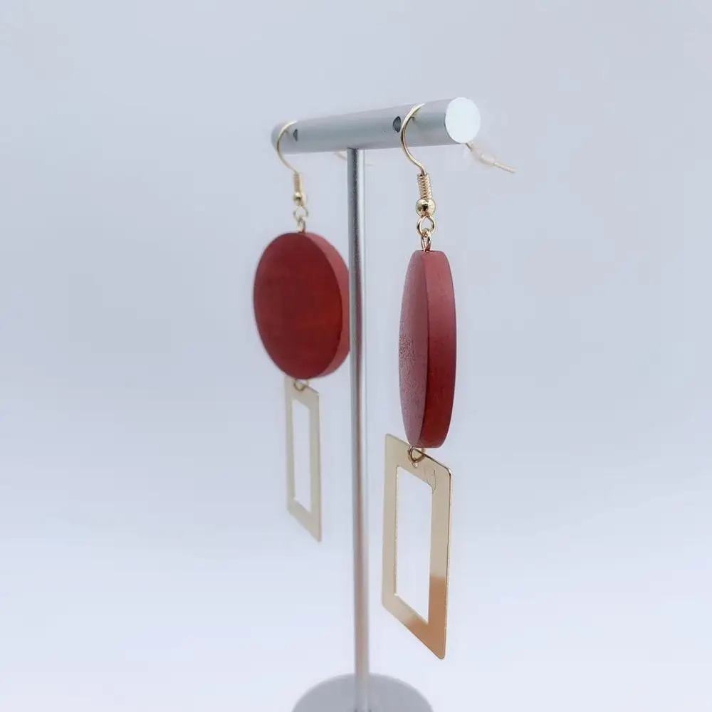 Новые золотые деревянные серьги модные ювелирные свадебные подарки для