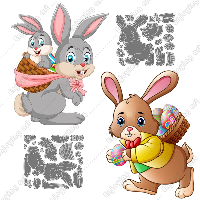 

Easter Bunny Rabbits New Metal Cutting Dies Stencils Mother's Day for Scrapbooking Stamp Die Cut Craft Paper Card Birthday Card
