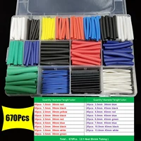 670pcs 21 heat shrink tubing for electrical cable sleeve car tube kit 12 size