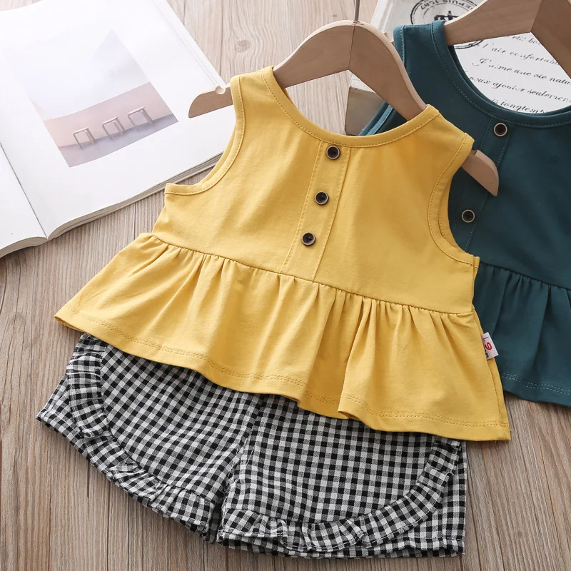 Детская одежда летний костюм для девочек маленьких повседневный спортивный