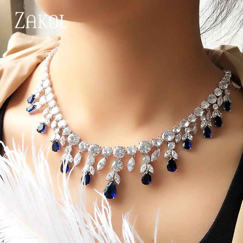 ZAKOL сверкающие прозрачный в форме капли воды серьги с кубическим цирконием