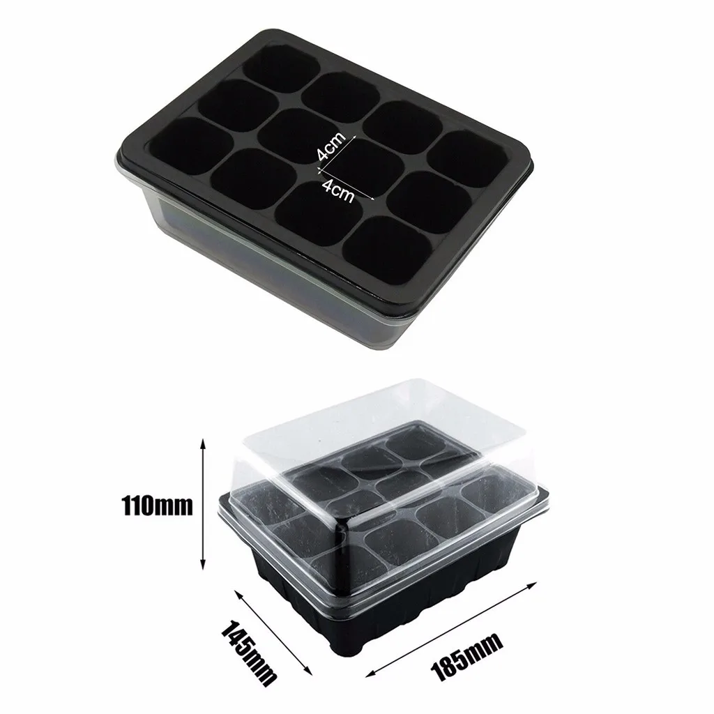 

12 Cells Plastic Nursery Pots With Breathable Hole Planting With Dome Base Garden Grow Box Plant Seed Tray Kit Germination Box