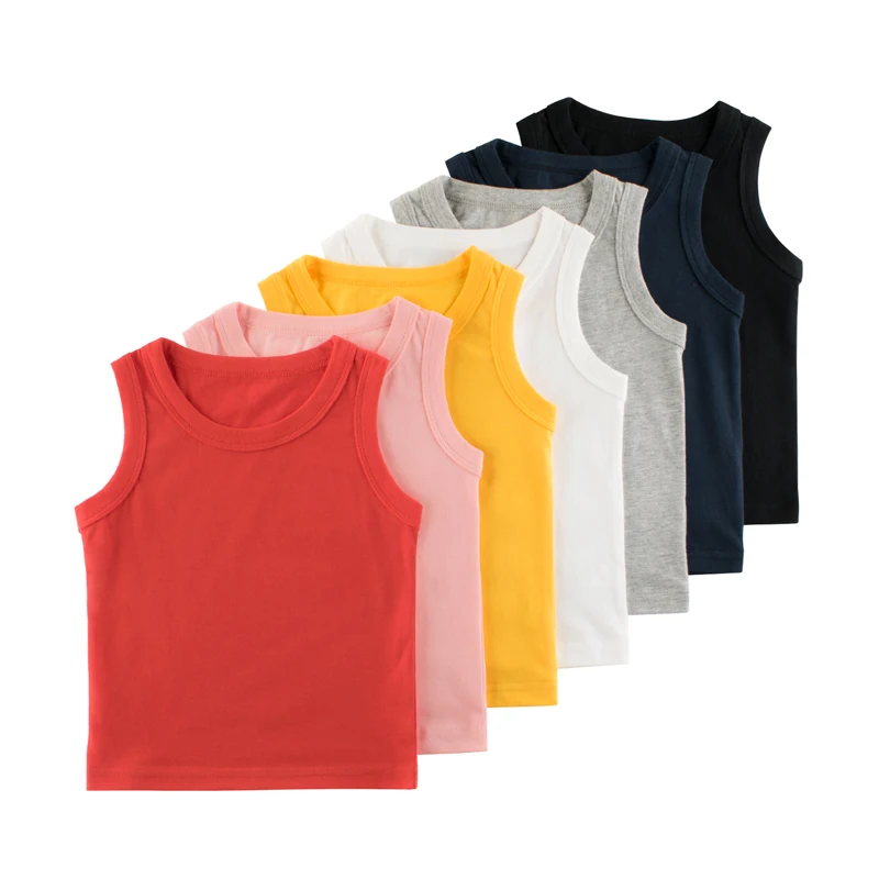 

Kids Vest Top 2022 Girls Boys Underwear 100% Cotton Tanks Baby Summer Vest Camisole Children Solid Undershirt Sleeveless Vest