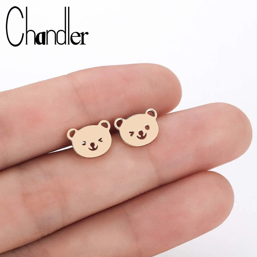 Чандлер стальная Детская животное медведь серьги для девочек милые Bronics модные