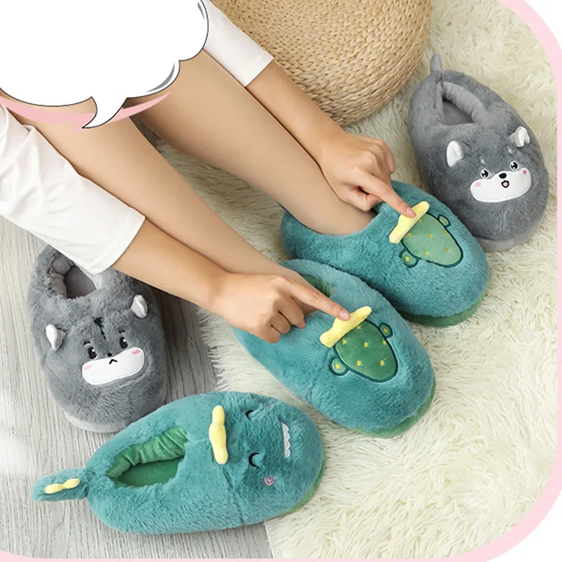 

Winter Women Warm Indoor Slippers Lady Fashion Cute Pink Pig Women's Soft Fluffy Plush Slipper Woman
