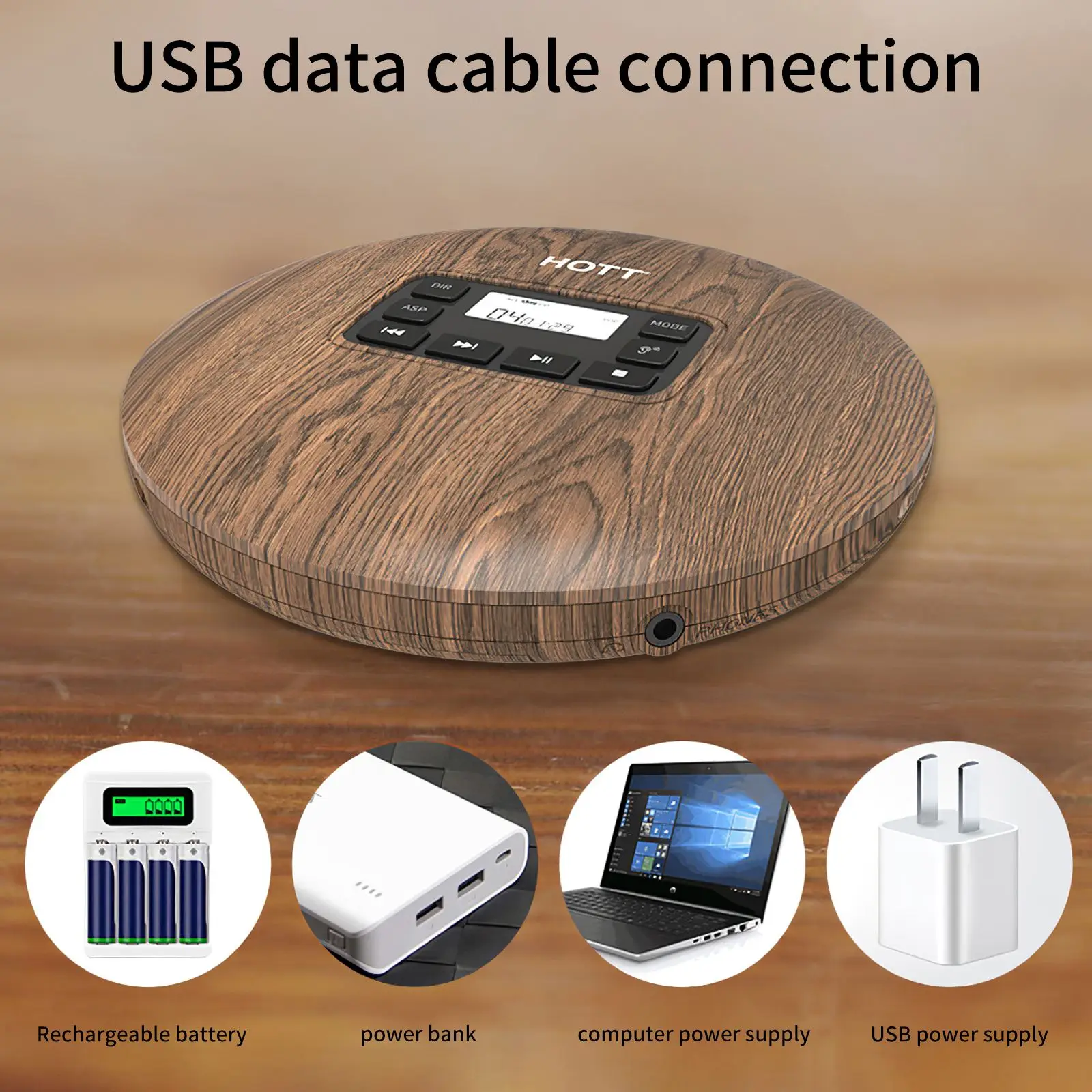 

Сверхтонкий элегантный CD-проигрыватель с отделкой под дерево, аудиоразъем 3,5 мм, ретро-диск