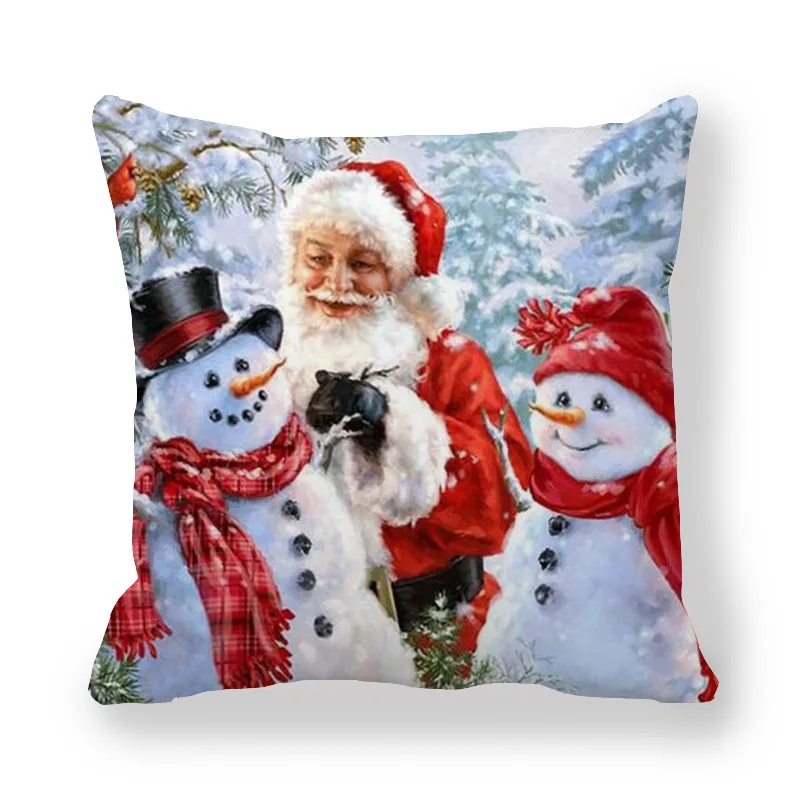 happy new year 2021 merry christmas decorations for home santa claus snowman elk style cushion cover 45x45cm for sofa car seat free global shipping