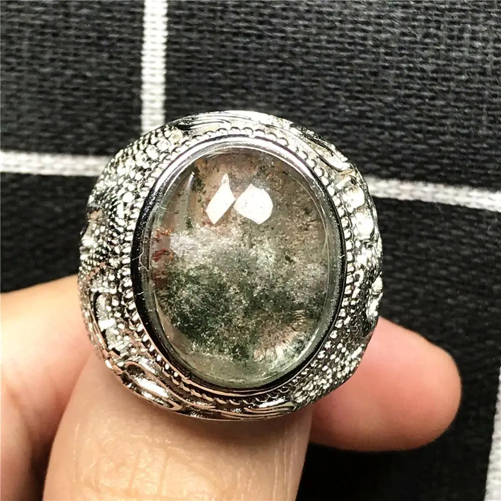 Топ натуральный зеленый фантомный кварцевый кристалл кольцо ювелирные изделия