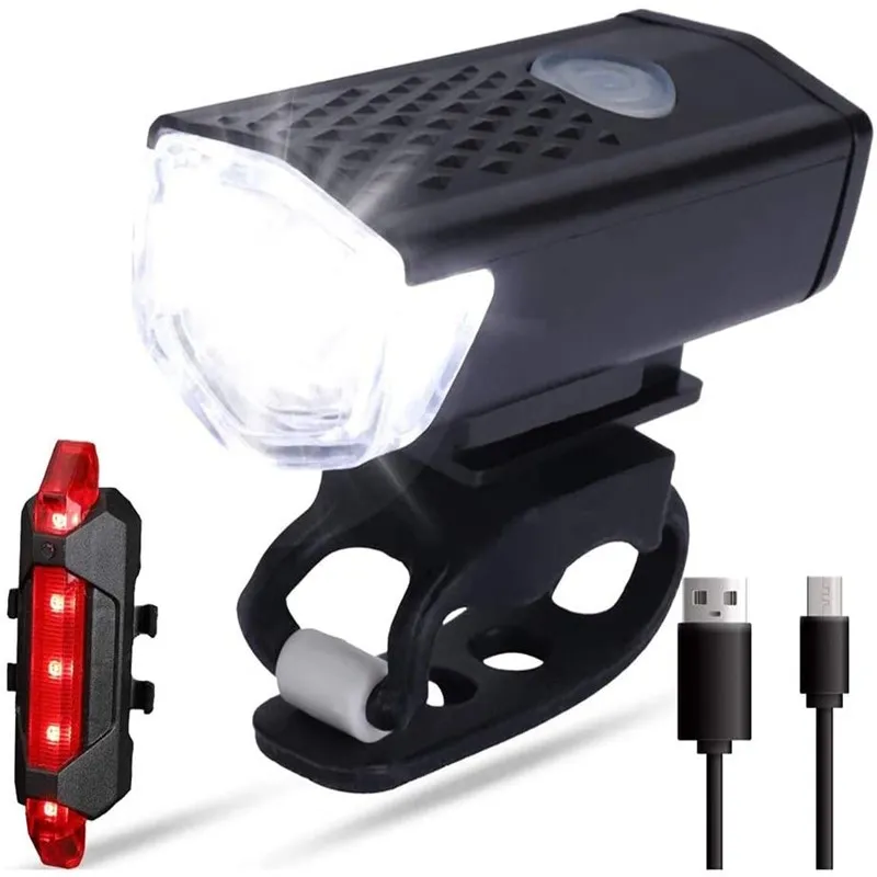 

2pcs Night Riding USB Rechargeable Power Display Front Light Mountain Bike Headlight Safety Warning Taillights Cycling Equipment