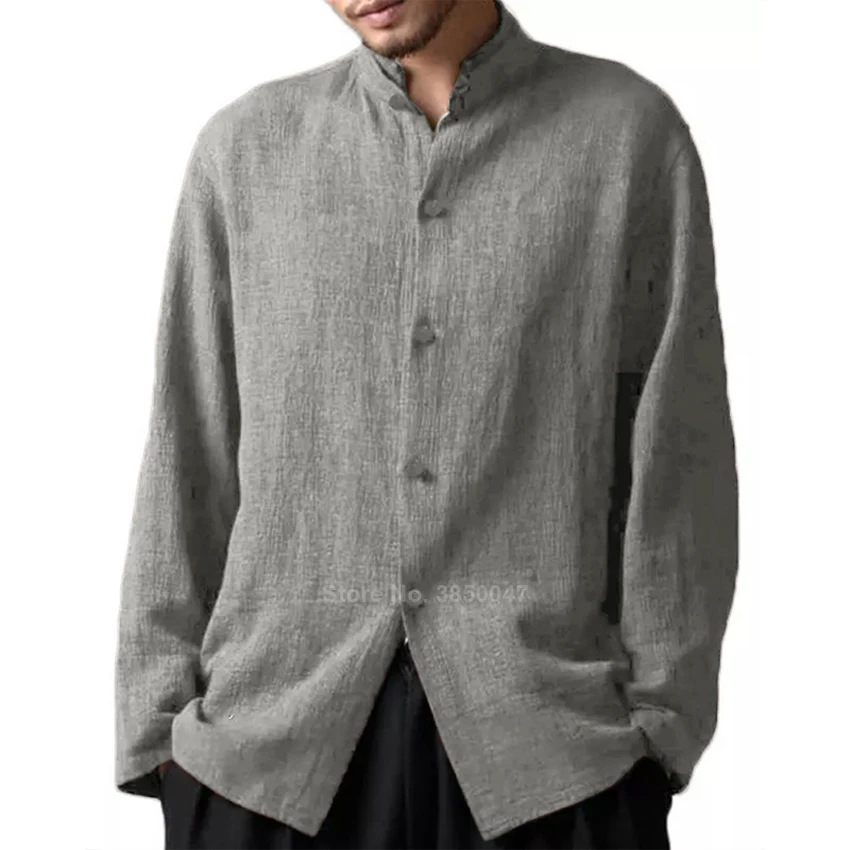 2021 с длинным рукавом хлопок Мужские Тан костюм рубашка Традиционный китайский