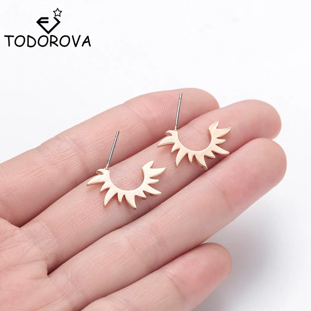 Классические открытые круглые серьги гвоздики Todorova из нержавеющей стали с