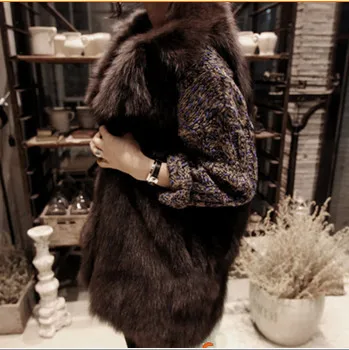 2019 стильный меховой Повседневный Женский Длинный жилет из лисьего меха верхняя
