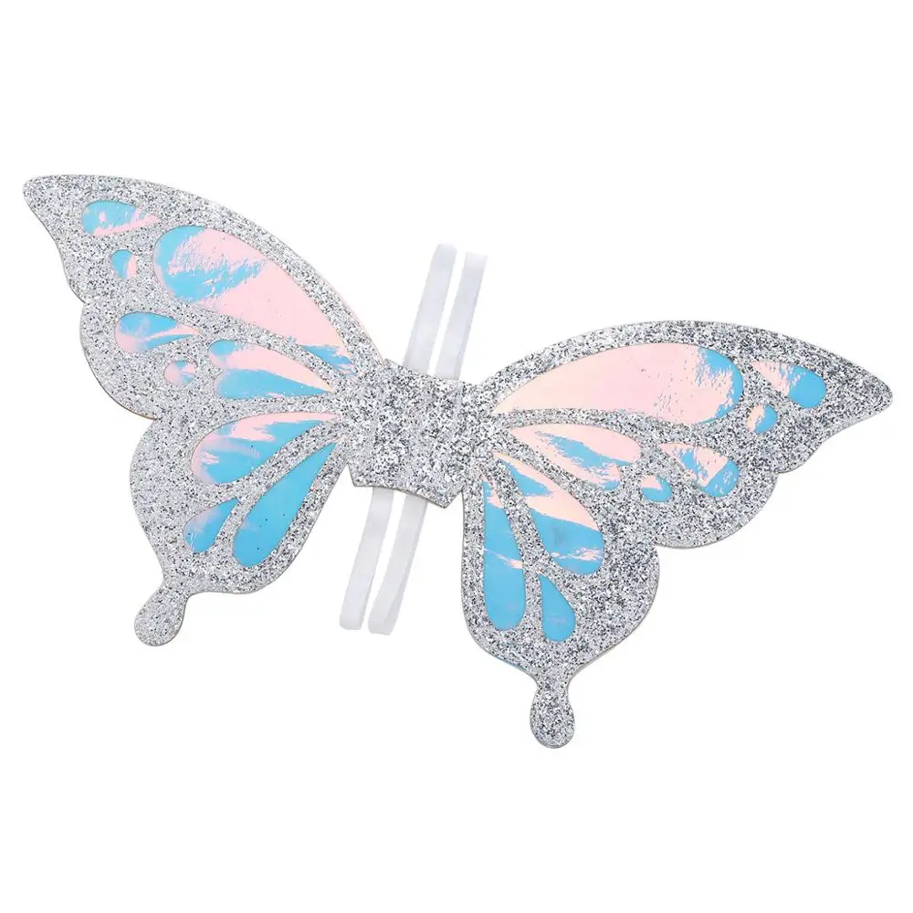 Дети девочки Феи принцесса косплей крыло блестящее голографическое бабочки для