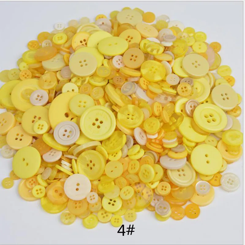 4 yellow 600 шт./лот L/M/S Смешанная загрузка смолы кнопка швейные пуговицы ремесла для DIY скрапбукинга детская одежда пуговицы - Цвет: 4 yellow