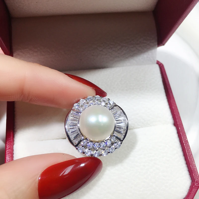 ZHBORUINI 2020 Big Pearl Ring Natural Freshwater Zircon 925 Sterling Silver Good Quality Jewelry For Women Wholesale | Украшения и