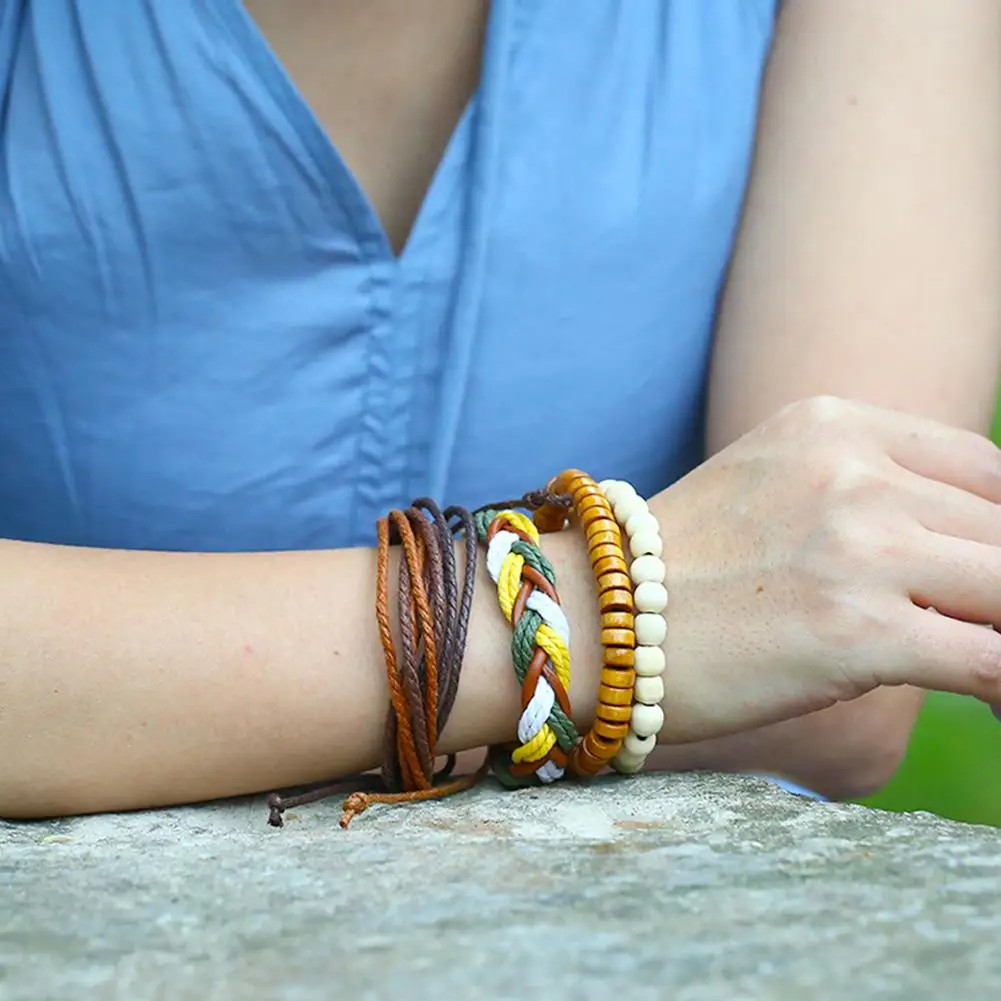 4 шт./компл. Винтаж в богемном стиле фея женские деревянные бусины искусственная