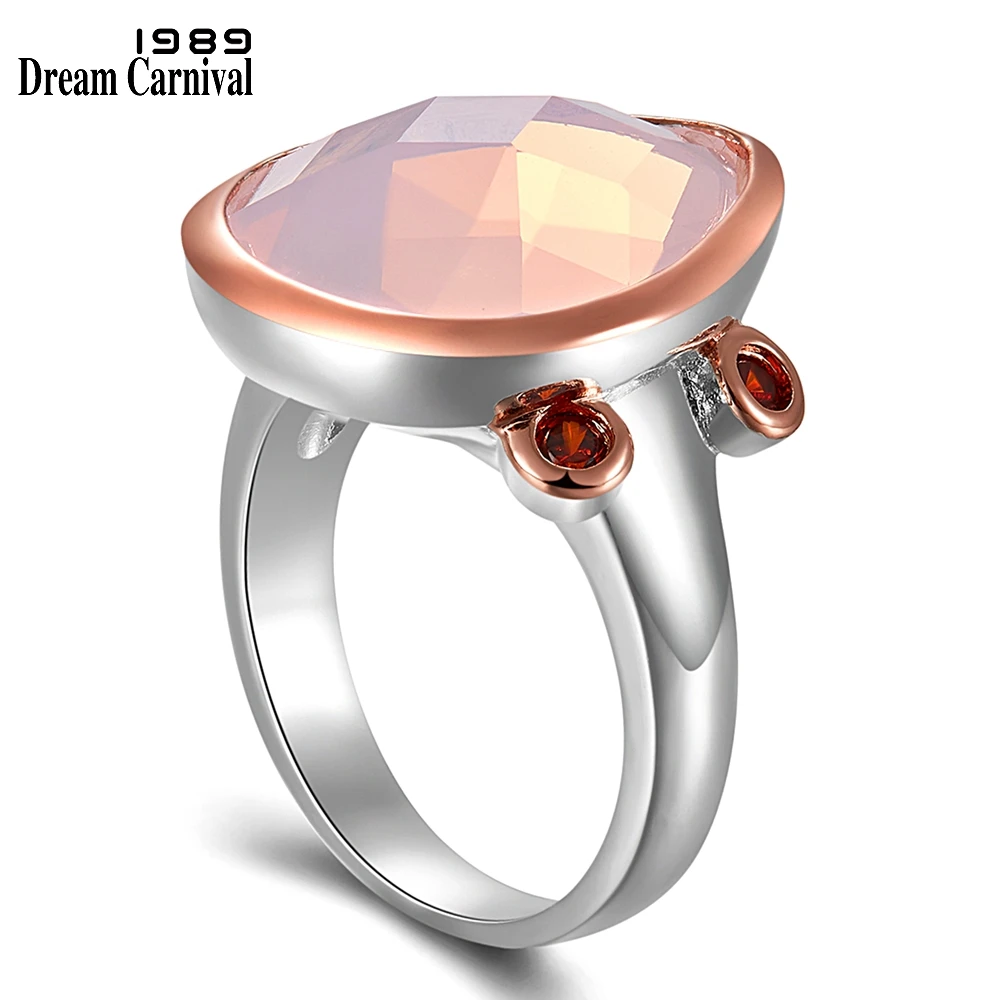 DreamCarnival1989 New Pink Color Radiant Cut Zirconia Ring for Women Wedding Engagement Top Brand Unique Fashion Jewelry WA11716