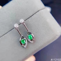 kjjeaxcmy 925 sterling silver inlaid natural emerald girl refined popular chinese style earring support test