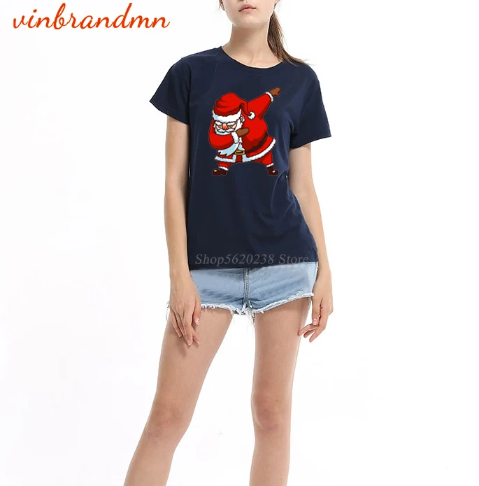 

Футболка женская хлопковая с мультяшным принтом, смешная рубашка с рисунком Санты, топ для отдыха в стиле Харадзюку, на лето