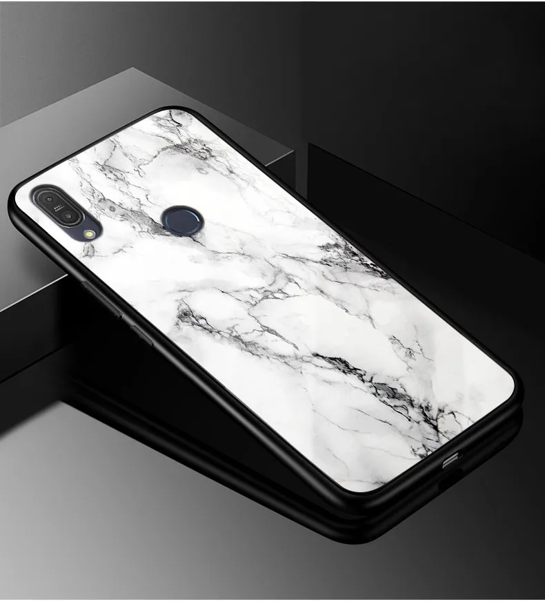 09 Для Asus Zenfone Max Pro M2 ZB631KL Чехол Жесткий PC стеклянный чехол для телефона черный TPU бампер чехол для Asus ZB631KL закаленное стекло - Цвет: 09
