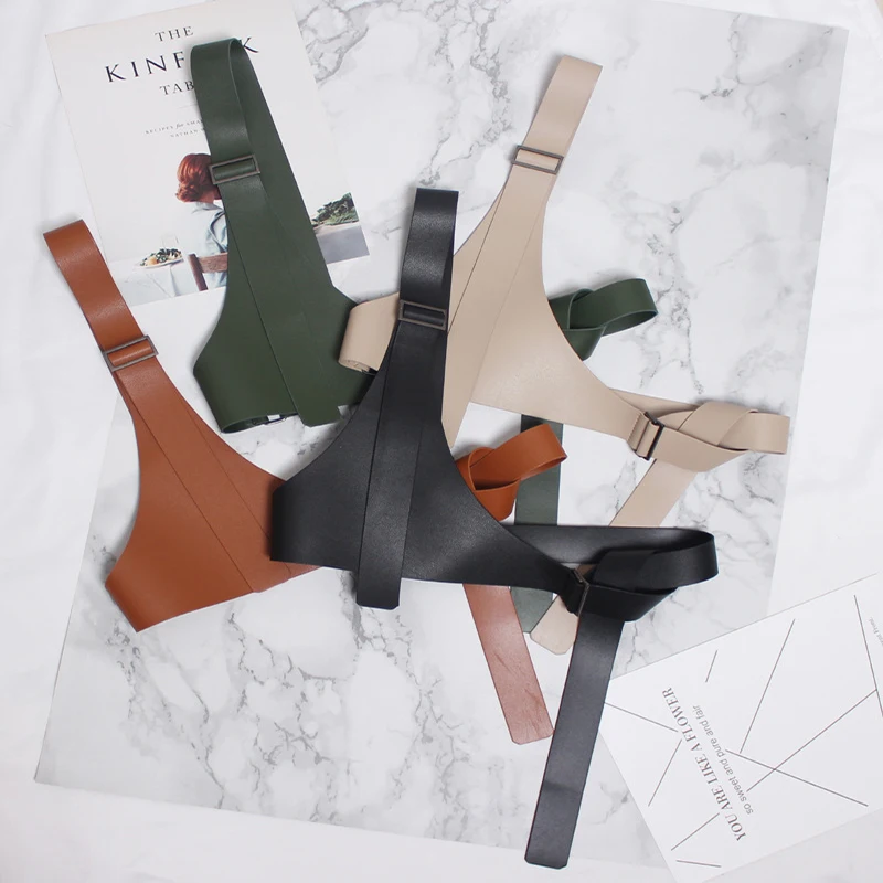 

New Fashion Luxury Belts for Women Black Pu Leather Bondage Strap Belt Brief Irregular Personality Women Tide All-match 2021